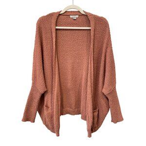 Allison Joy Cardigan Sweater Size Medium Large Open Front Textured Knit Neutral